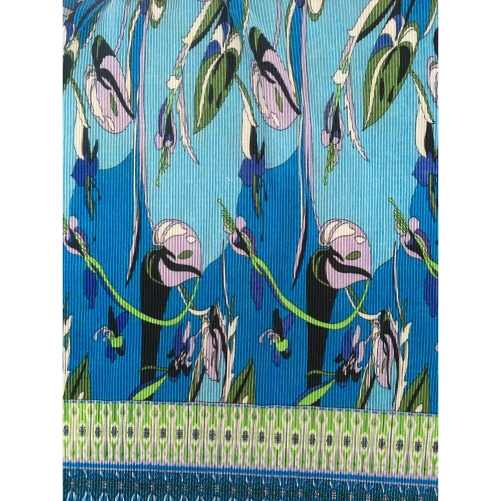Notations Top Women Size 1X Crinkle Blue Green Black Gray Floral 3/4 Sleeves - Picture 9 of 14